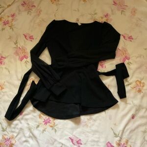 💥Chocolate Black V-Neck Long Sleeve Top